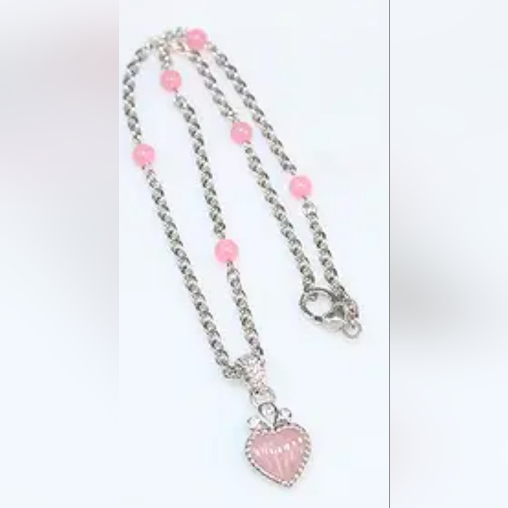 Beautiful Authentic Judith Ripka Pink Jadite 💗 & Beads Sterling Silver Necklace
